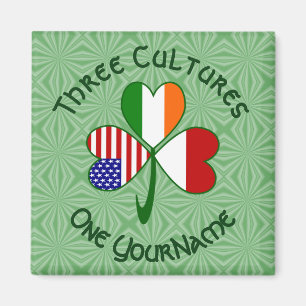Indonesian Irish American Flags Shamrock Your Name Magnet