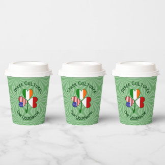 Indonesian Irish USA Shamrock Personalize Text Paper Cups