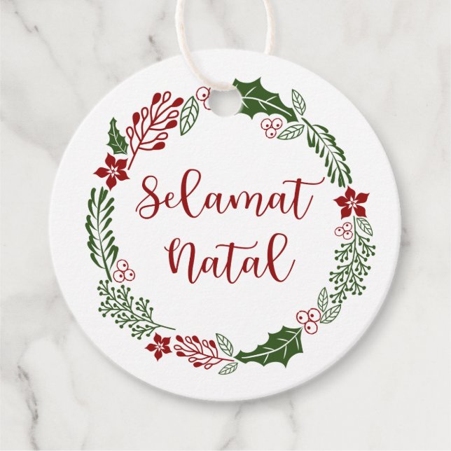 Indonesian Merry Christmas, Custom Favour Tags (Front)