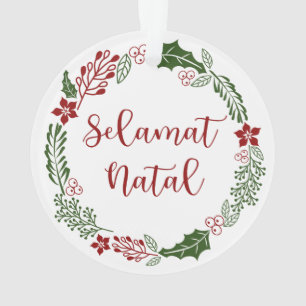 Indonesian Merry Christmas Wreath, Selamat Natal Ornament