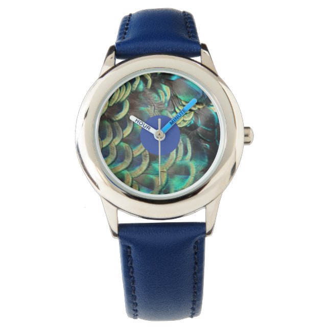 Indonesian Peacock Feathers Pattern Kids Watch (Front)