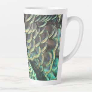 Indonesian Peacock Feathers Pattern Latte Mug