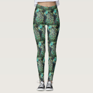 Indonesian Peacock Feathers Tiling Pattern Legging