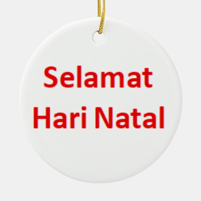indonesian selamat hari natal  ceramic tree decoration (Front)