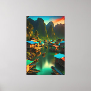 Indonesian Small Fishing Village Canvas Print