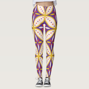 Indonesian Solid Geometric Batik Pattern Leggings