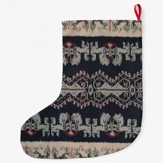 Indonesian Tribal Ikat Textiles Weavings Indonesia Large Christmas Stocking (Back)
