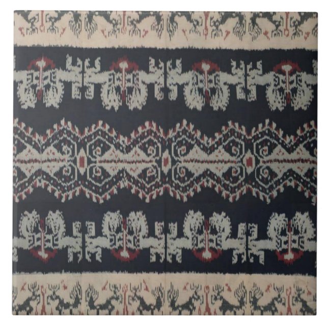 Indonesian Tribal Ikat Textiles Weavings Indonesia Tile (Front)