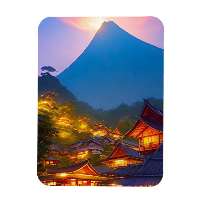 Indonesian Village Sunset  Magnet (Vertical)