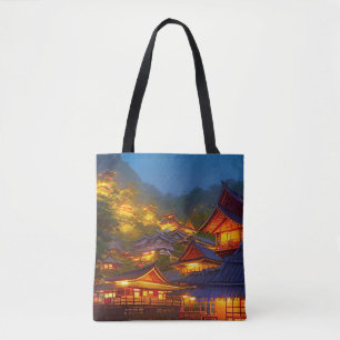 Indonesian Village Sunset Tote Bag