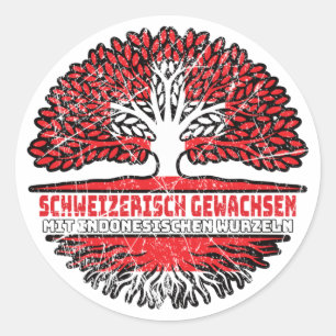 Indonesien indonesisch Schweizer Schweiz Baum Classic Round Sticker