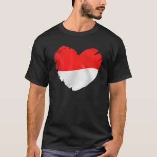 Indonisia Flag On Shape Of Heart Indonisian Indoni T-Shirt