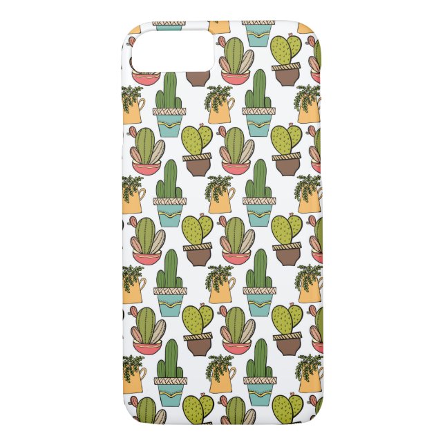 Indoor Cactus & Succulents In Pots Pattern Case-Mate iPhone Case (Back)