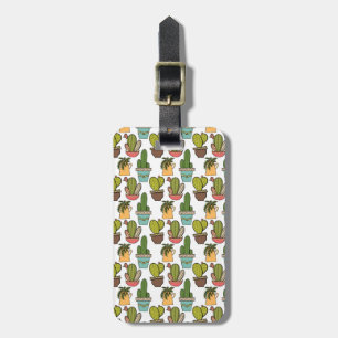 Indoor Cactus & Succulents In Pots Pattern Luggage Tag
