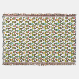 Indoor Cactus & Succulents In Pots Pattern Throw Blanket