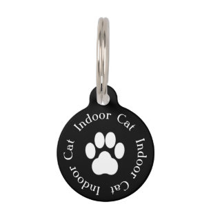"Indoor Cat" Paw Print Cat Tag
