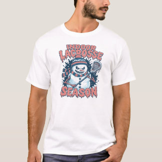 Indoor Lacrosse Season Angry Snowman Winter Sports T-Shirt