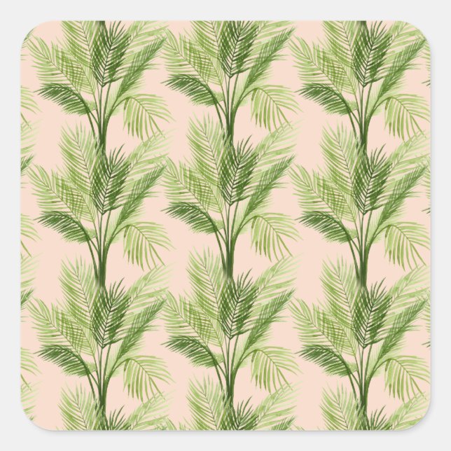 Indoor Oasis | Palm Tree Pattern Square Sticker (Front)