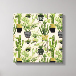 Indoor Oasis   Plant Lineup Pattern Canvas Print