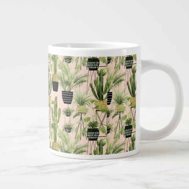 Indoor Oasis | Plant Lineup Pattern Large Coffee Mug (Right)