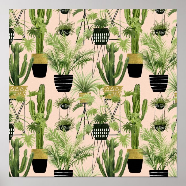 Indoor Oasis | Plant Lineup Pattern Poster (Front)