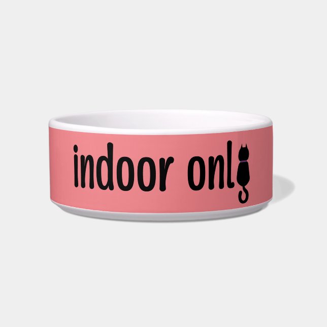 Indoor Only Cat Minimalist Typography Bowl (Front)