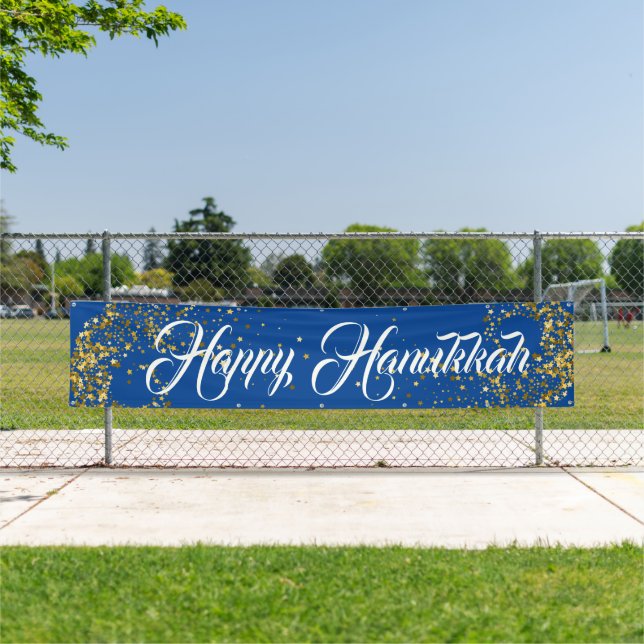 Indoor Outdoor Custom Banner-Happy Hanukkah Banner (Insitu)