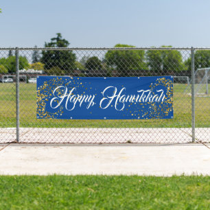 Indoor Outdoor Custom Banner-Happy Hanukkah Banner