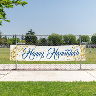 Indoor Outdoor Custom Banner-Happy Hanukkah Banner