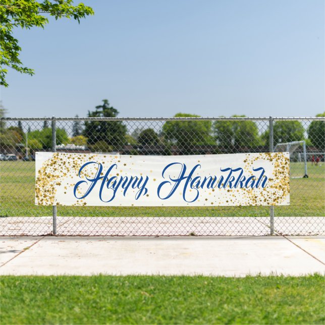 Indoor Outdoor Custom Banner-Happy Hanukkah Banner (Insitu)