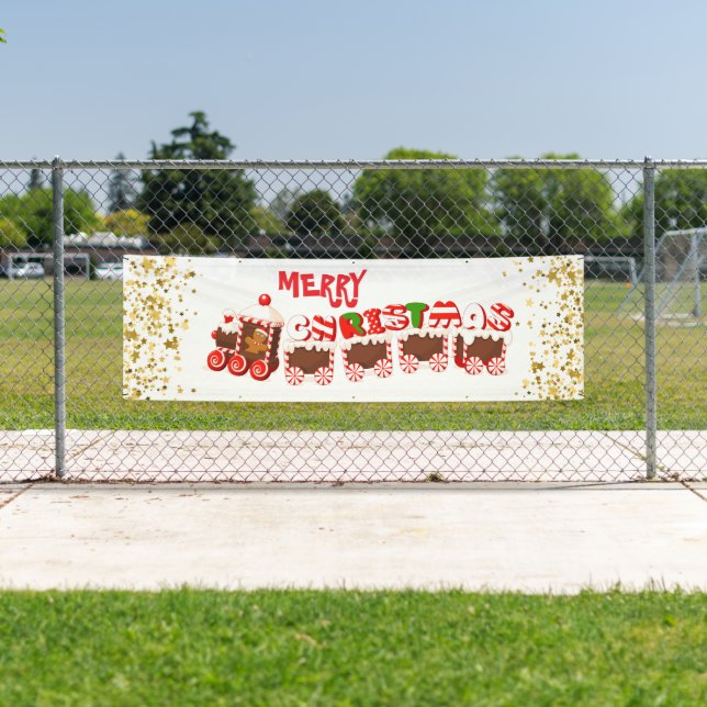 Indoor Outdoor Custom Banner-Merry Christmas Train Banner (Insitu)