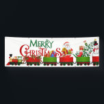 Indoor Outdoor Custom Banner-Merry Christmas Train Banner<br><div class="desc">This Holiday banner is shown in the outdoor style with grommets. Select from indoor or outdoor, with or without grommets. Shown in white background with a toy train stuffed with holiday delights of Santa, Frosty the snowman, balls, Christmas tree, upside down elf, holly, stocking stuffed with cookies and candy canes,...</div>