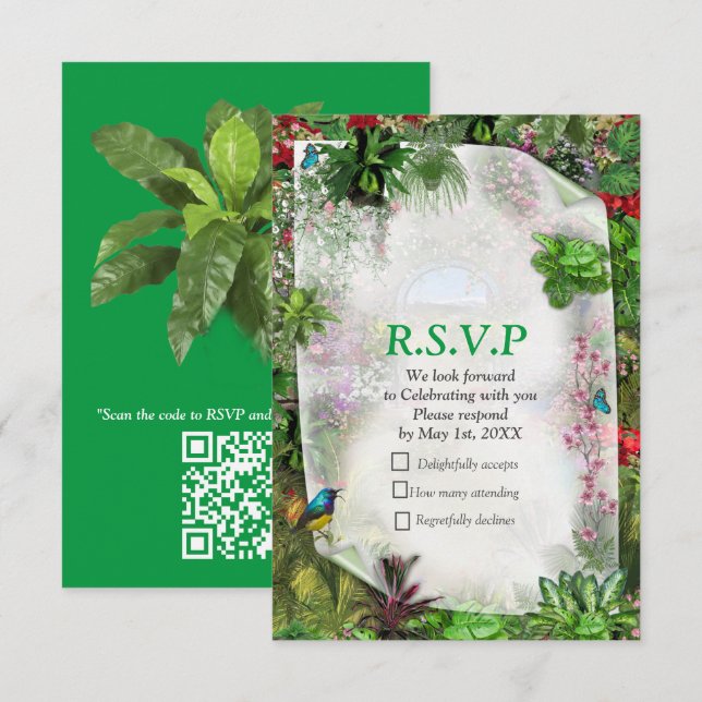 Indoor, Outdoor Nature in Bloom RSVP Card (Front/Back)