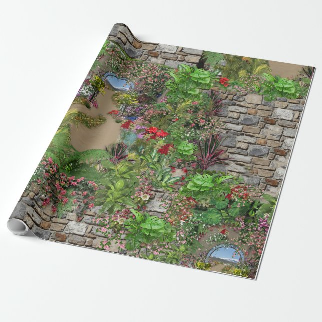 Indoor, Outdoor Nature in Bloom Wrapping Paper (Unrolled)