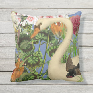 Indoor/Outdoor Swan Throw Pillow/Customisable Cushion