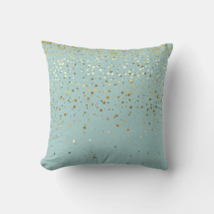 Indoor Petite Golden Stars Square Pillow-Bay Blue Cushion
