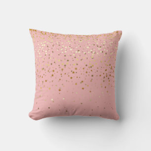 Indoor Petite Golden Stars Square Pillow-Carnation Cushion