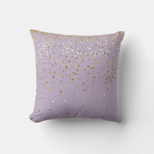Indoor Petite Golden Stars Square Pillow-Lavender Cushion
