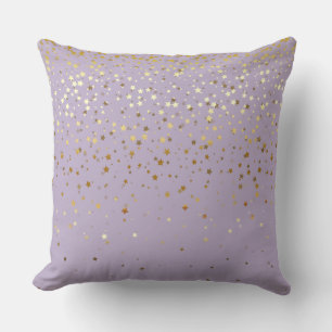 Indoor Petite Golden Stars Square Pillow-Lavender Cushion