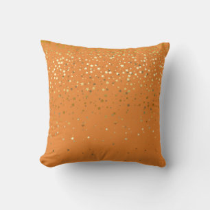Indoor Petite Golden Stars Square Pillow-Orange Cushion