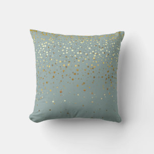 Indoor Petite Golden Stars Square Pillow-Seafoam Cushion