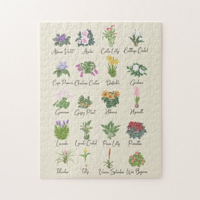 Indoor Plants and their Names - Plant Lovers Gift Jigsaw Puzzle (Vertical)