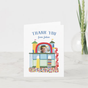 Indoor Playground Kids Birthday Photo Thank You Card