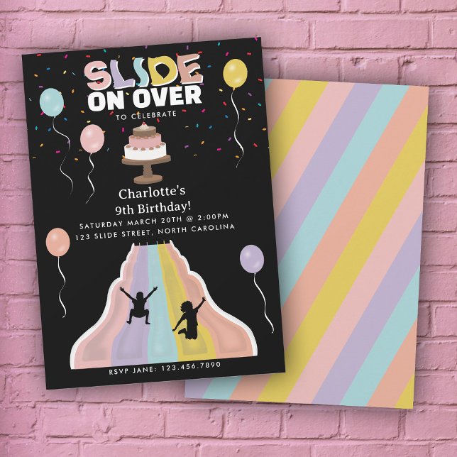 Indoor Slide Park Girls Playground Birthday Party Invitation (Indoor Slide Park Girls Playground Birthday Party Invitation)