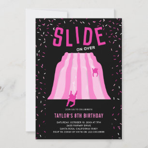 Indoor Slide Park Kids Pink Birthday Party Invitation
