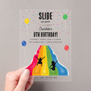 Indoor Slide Park Kids Playground Birthday Party Acrylic Invitations