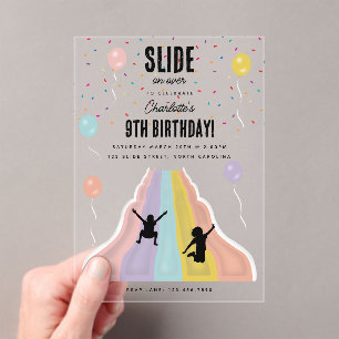 Indoor Slide Park Playground Girls Birthday Party Acrylic Invitations