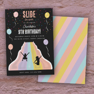Indoor Slide Park Playground Girls Birthday Party Invitation