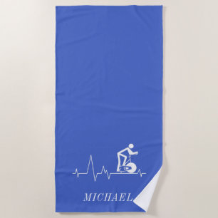 Indoor Spinning Cycle Heartbeat Personalised Beach Towel