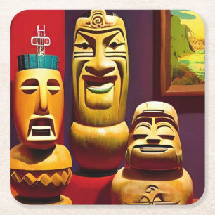 Indoor Tiki Life Ken Gauge Art Square Paper Coaster